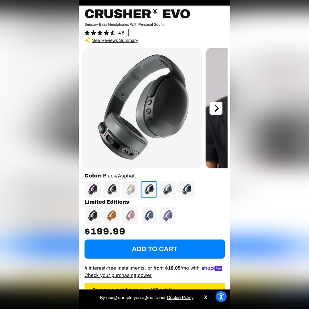 Crusher ANC2 Skullcandy noise cancelling headphones